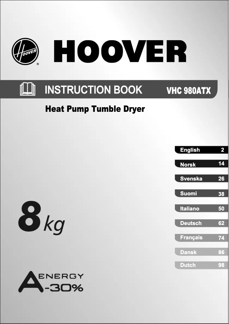 Page n°1 - Manuel utilisateur Hoover VHC 980ATXX-S