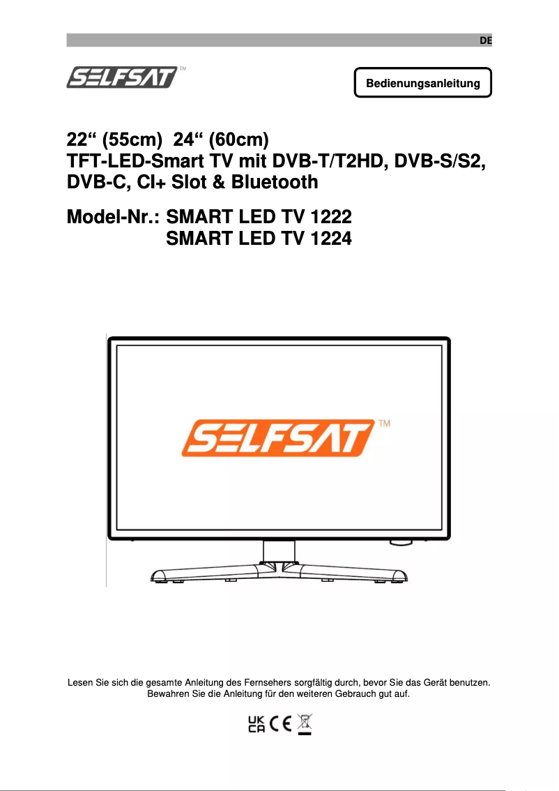 Page 1 de la notice Manuel utilisateur Selfsat SMART LED TV 1222