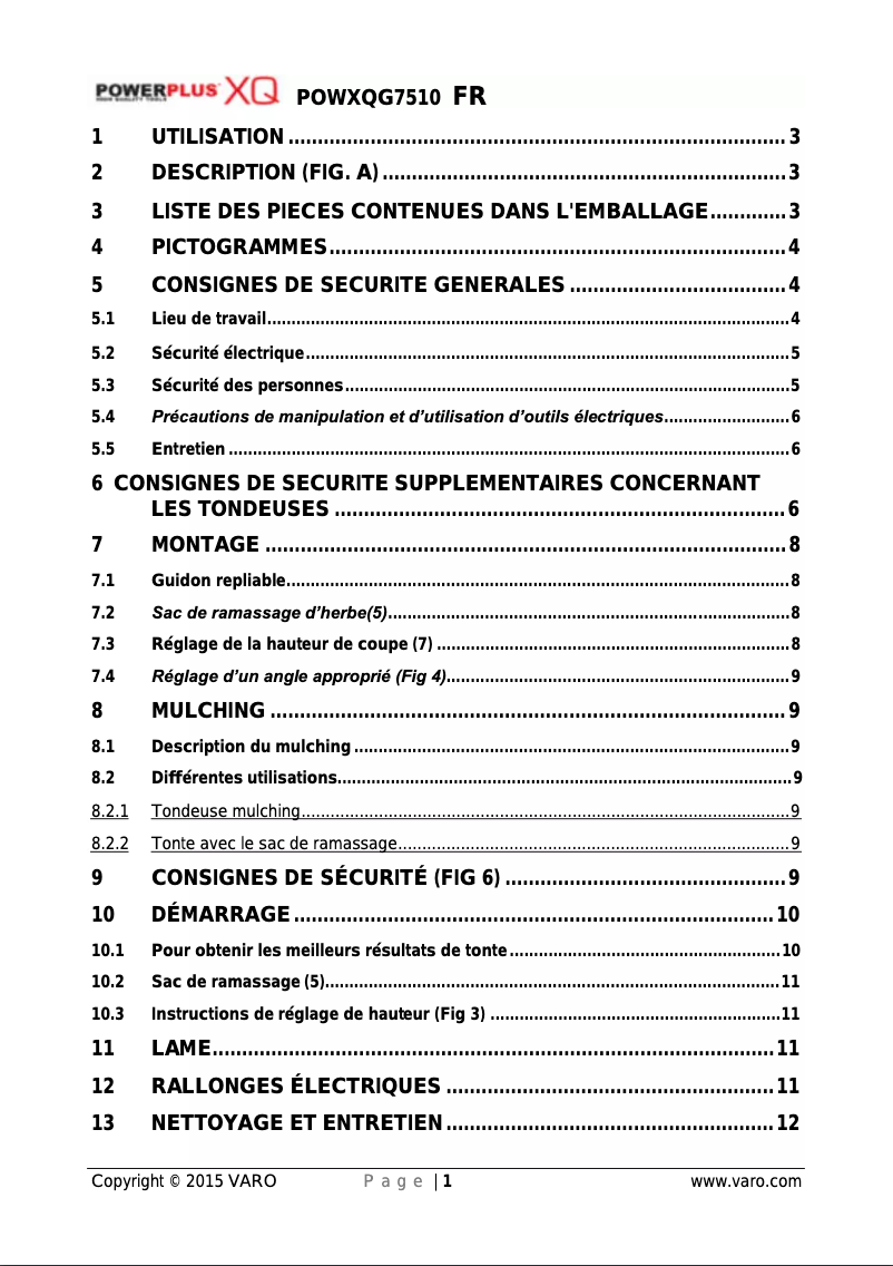 Page n°1 - Manuel utilisateur Stiga Collector 40 E