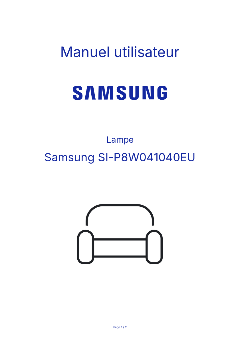 Page n°1 - Manuel utilisateur Samsung SI-P8W041040EU