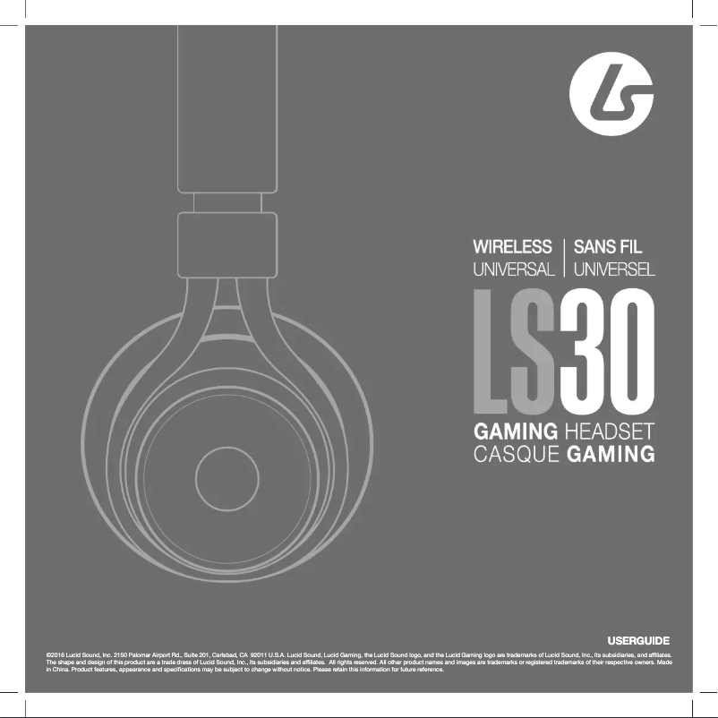 Page n°1 - Manuel utilisateur LucidSound LS30