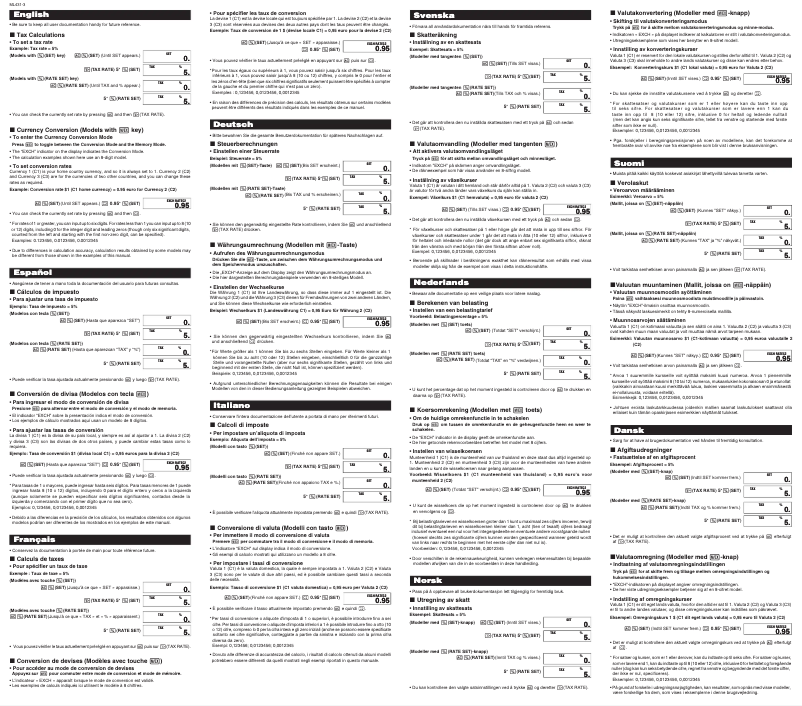 Page 1 de la notice Manuel utilisateur Casio SL-200TE