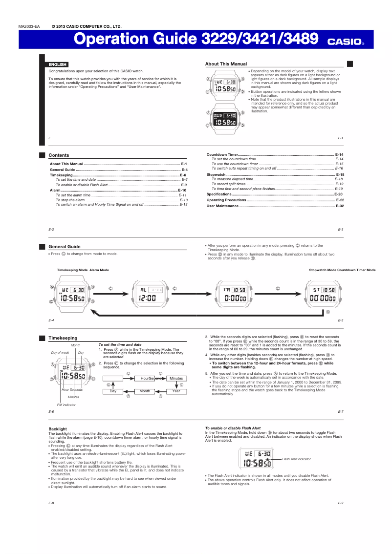 Image de la première page du manuel de l'appareil DW-5600E-1V
