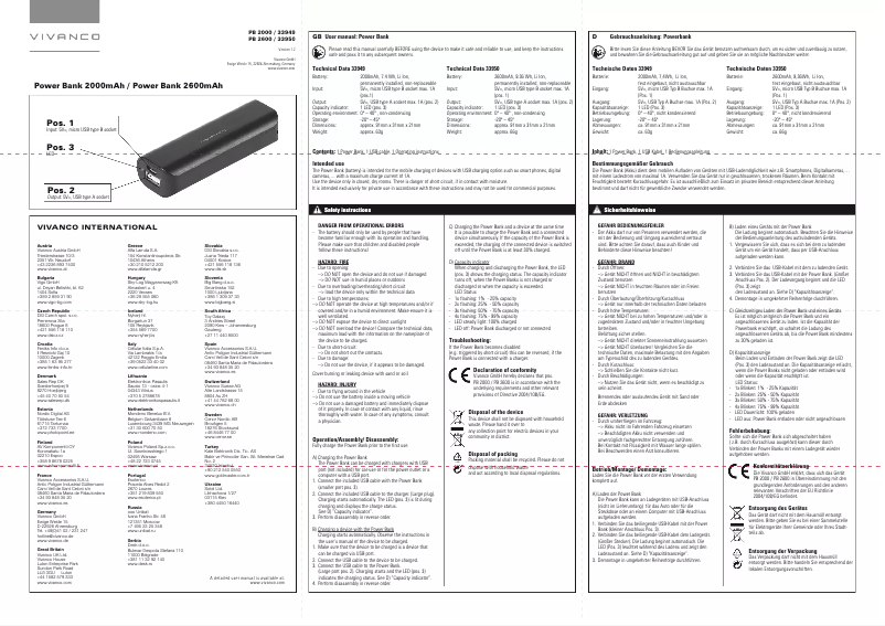Image de la première page du manuel de l'appareil Power Bank 2000mAh