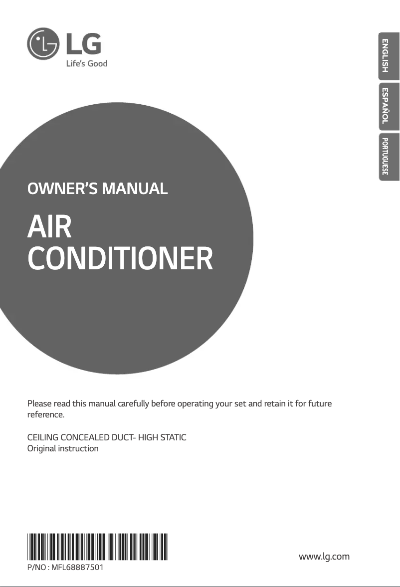 Page 1 de la notice Manuel utilisateur LG ARNU36GBGA4