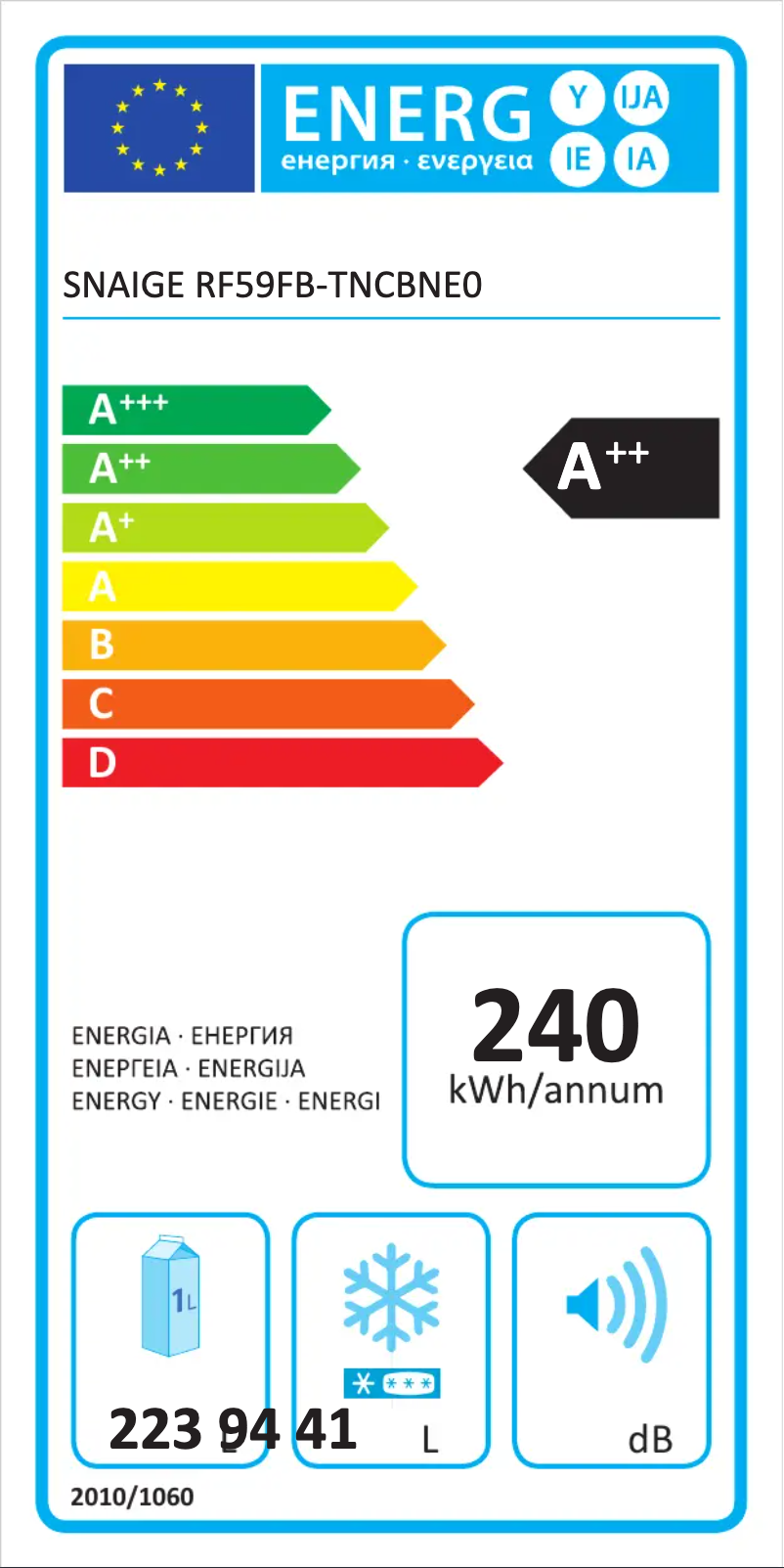 Page n°1 - Label énergétique Snaigė Fresh INN RF59FB-TNCBNE0
