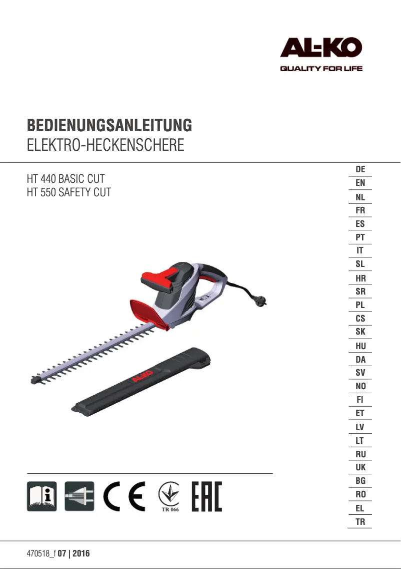 Page n°1 - Manuel utilisateur AL-KO HT 550