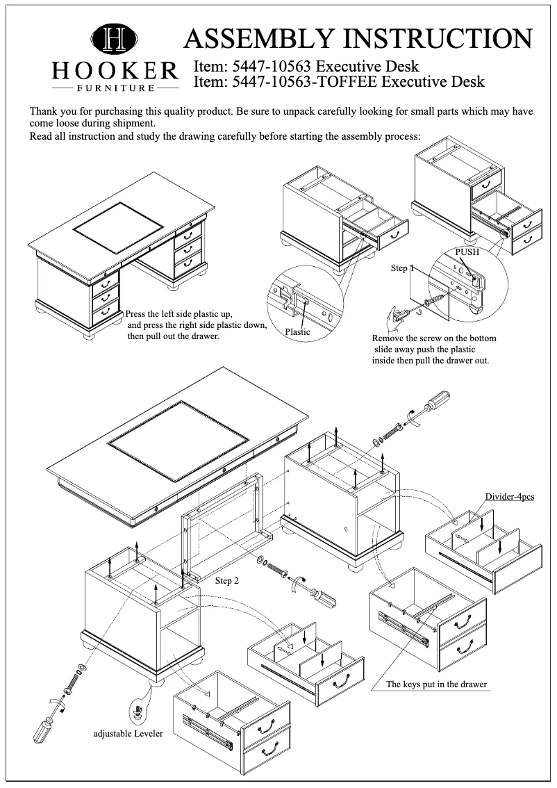 Page n°1 - Manuel utilisateur Hooker 5447-10563