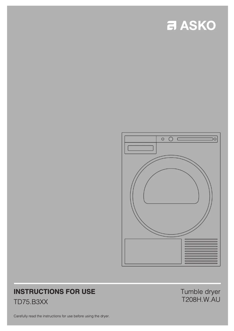 Page n°1 - Manuel utilisateur Asko T208H.W.AU