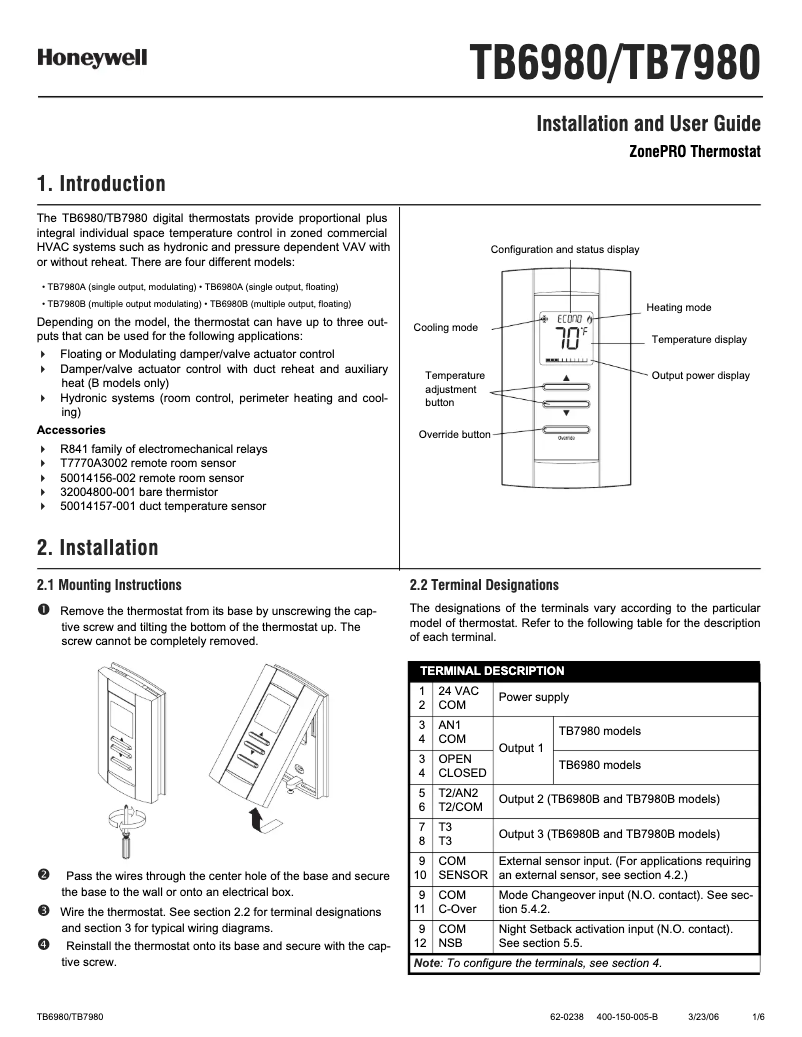 Image de la première page du manuel de l'appareil TB6980