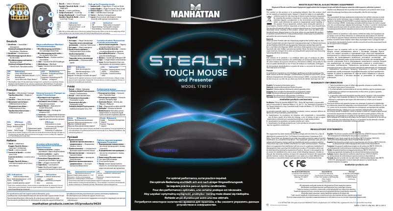 Page n°1 - Manuel utilisateur Manhattan Stealth Touch 178013
