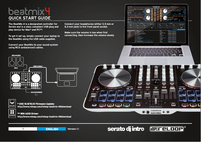 Página 1 del manual Guía de inicio rápido Reloop Beatmix 4 MK2