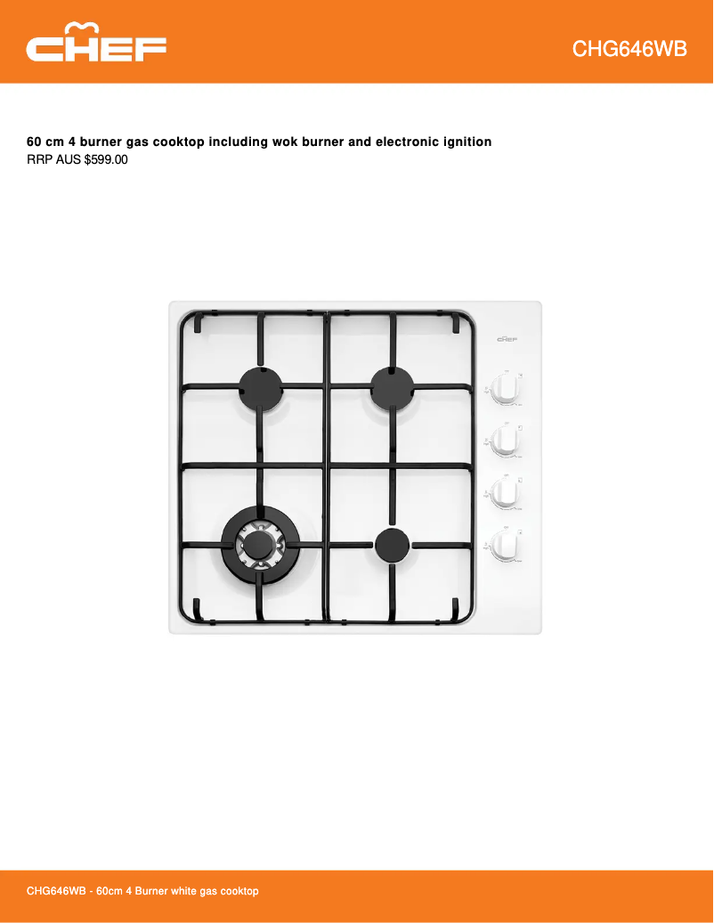 Page 1 de la notice Fiche technique Chef CHG646WB