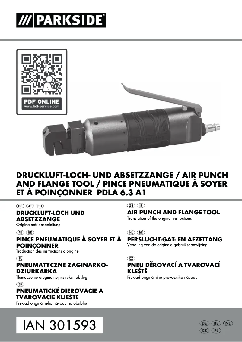 Page 1 de la notice Manuel utilisateur Parkside PDLA 6.3 A1