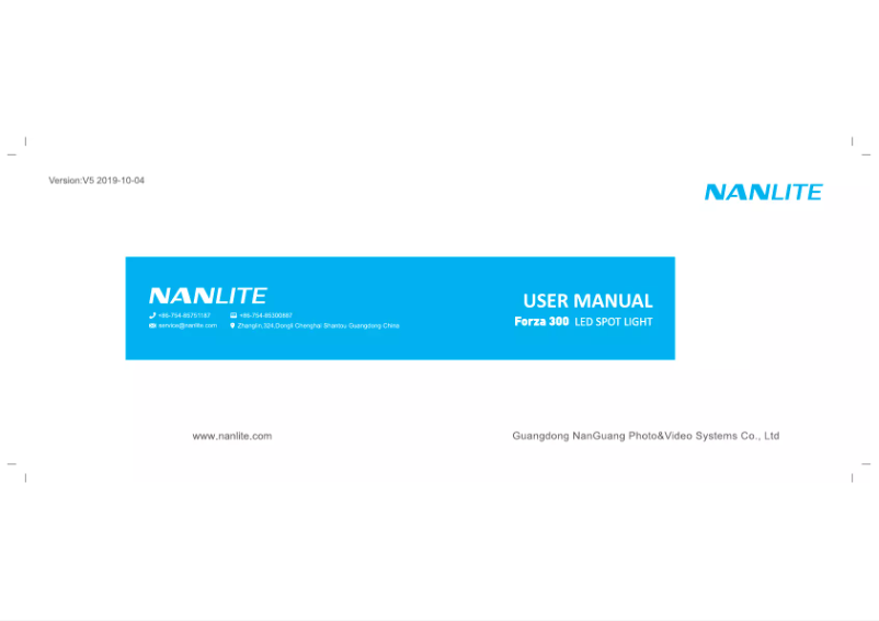 Page 1 de la notice Manuel utilisateur Nanlite Forza 300