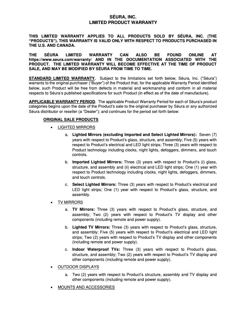 Page 1 de la notice Mode d'emploi Seura Shade SHD2-43