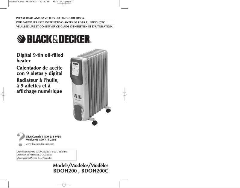 Image de la première page du manuel de l'appareil BDOH200