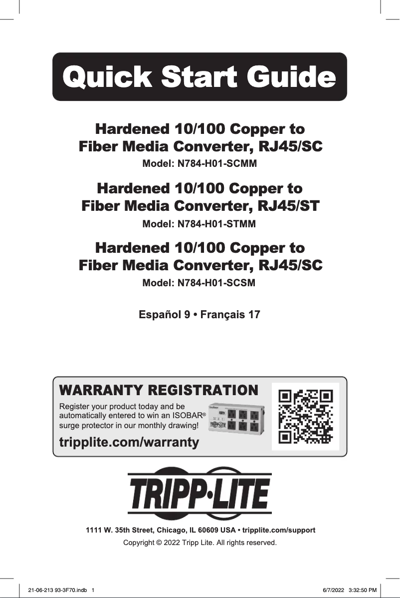 Page 1 de la notice Manuel utilisateur Tripp Lite N784-H01-STMM