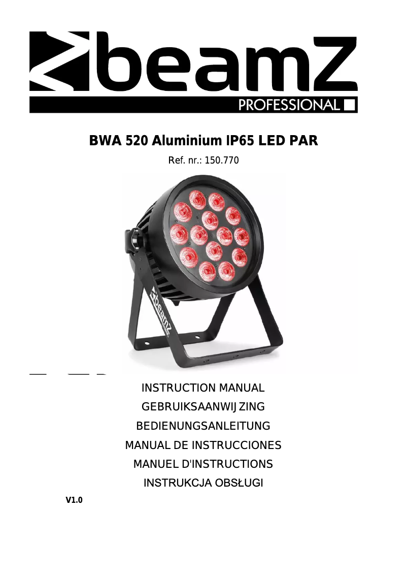 Page n°1 - Manuel utilisateur BeamZ BWA520