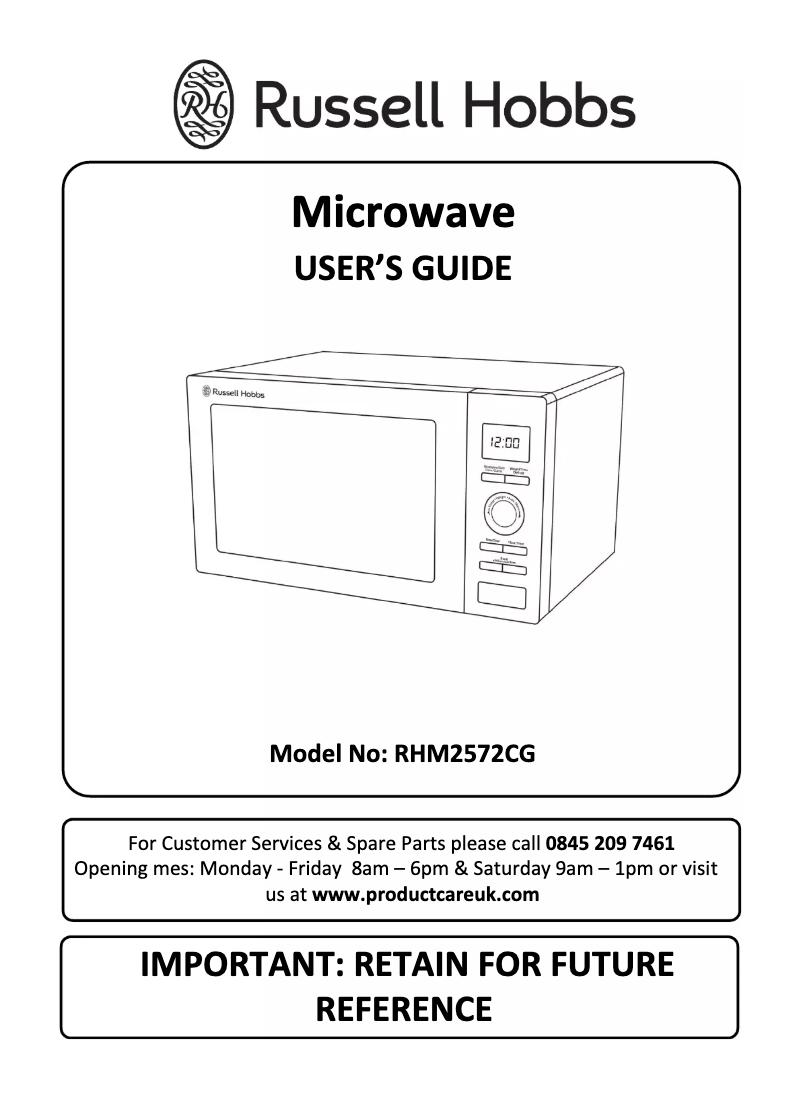 Page 1 de la notice Manuel utilisateur Russell Hobbs RHM2572CG