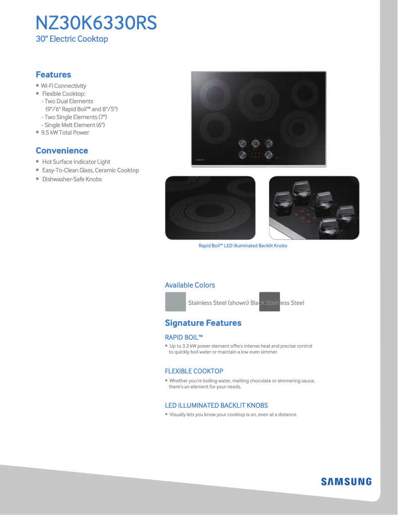 Page n°1 - Fiche technique Samsung NZ30K6330RG