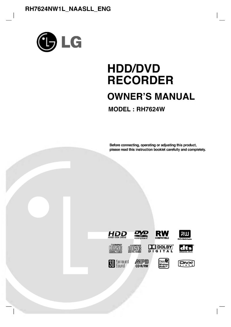 Page n°1 - Manuel utilisateur LG RH7624W