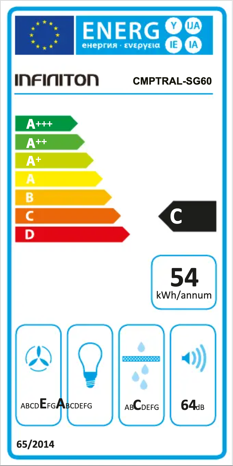 Page 1 de la notice Label énergétique Infiniton CMPTRAL-SG60