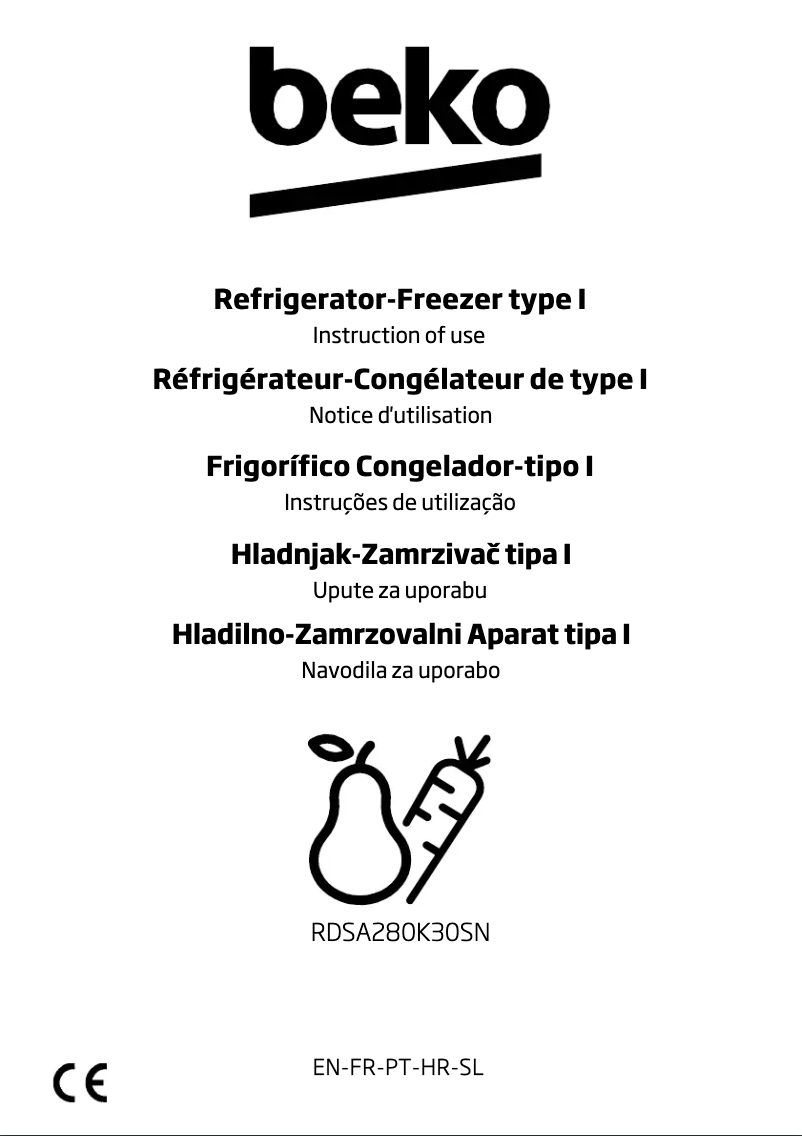 Page 1 de la notice Manuel utilisateur Beko RDSA280K30SN
