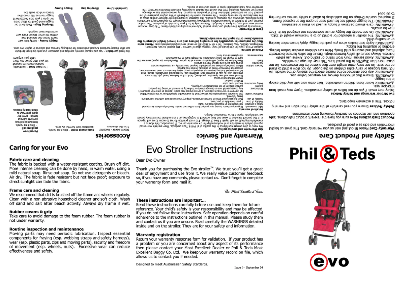 Page n°1 - Manuel utilisateur Phil & Teds evo