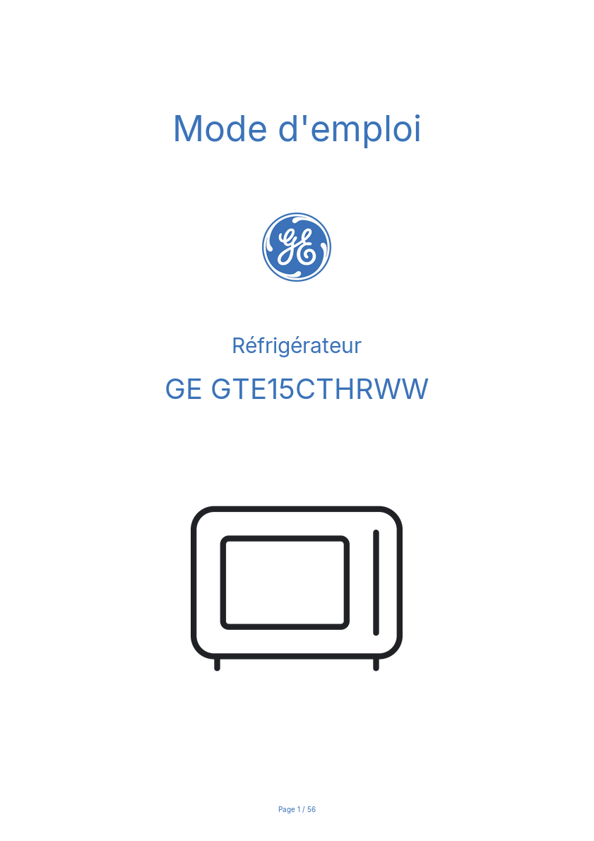 Page n°1 - Mode d'emploi GE GTE15CTHRWW