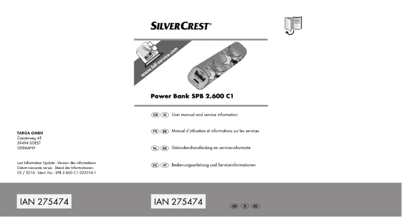 Page n°1 - Manuel utilisateur SilverCrest SPB 2.600 C1