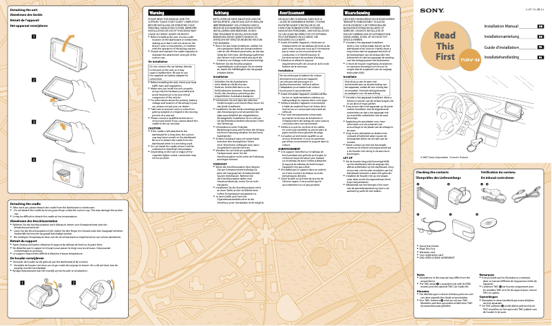 Page n°1 - Guide d'installation Sony NV-U82I