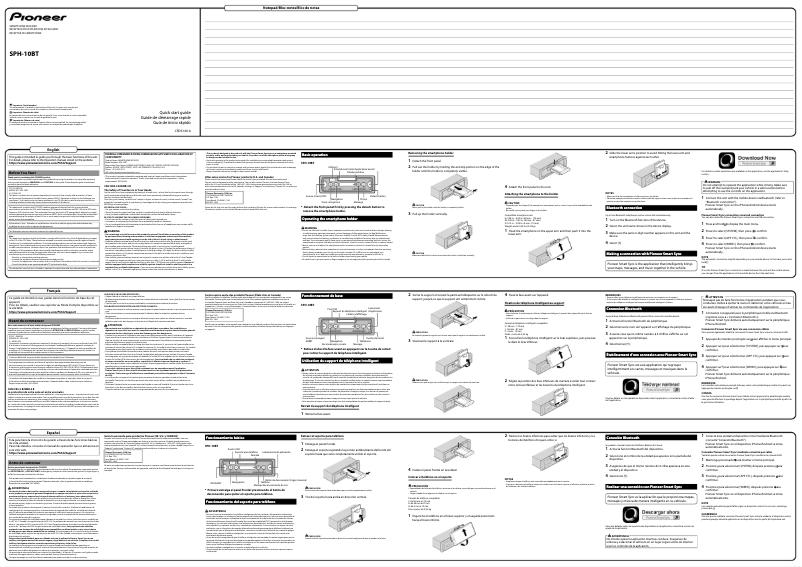 Page 1 de la notice Guide de démarrage rapide Pioneer SPH-10BT