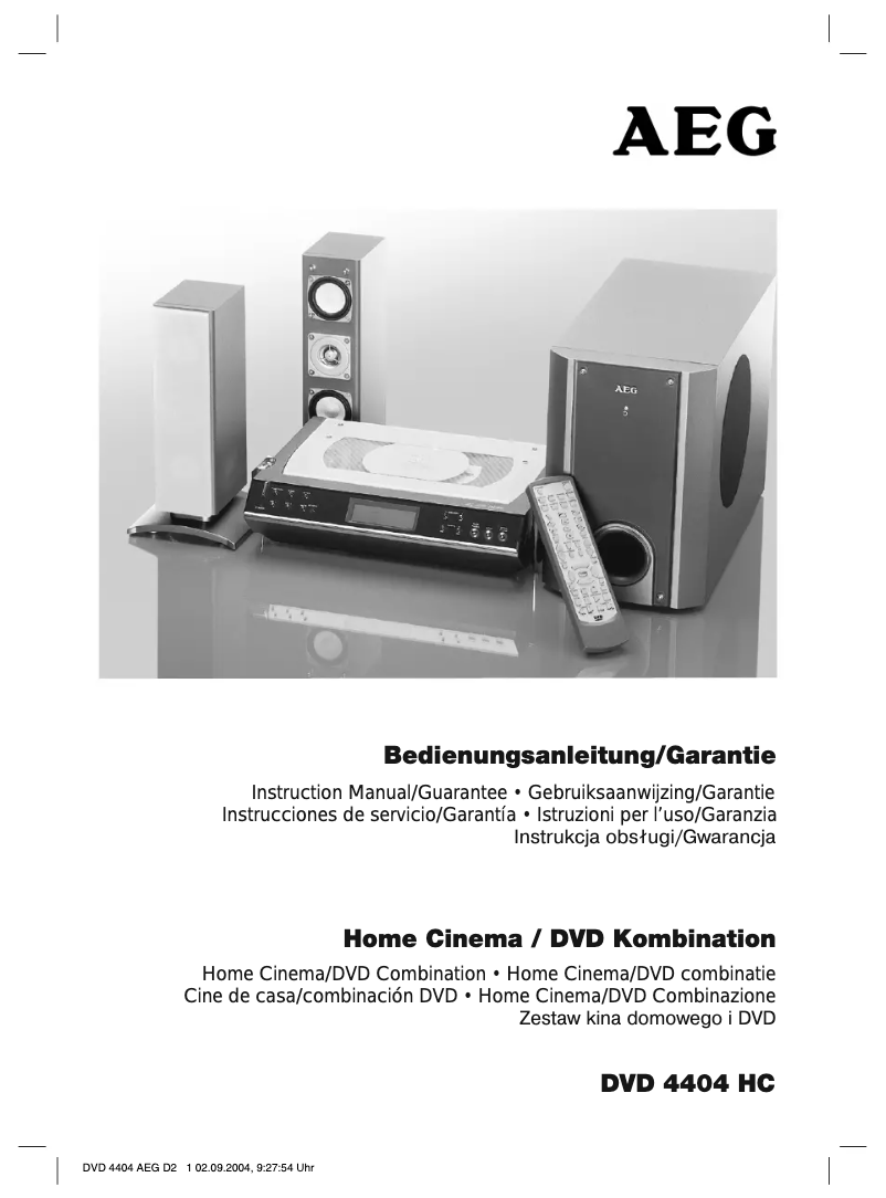 Page 1 de la notice Manuel utilisateur AEG DVD 4404 HC