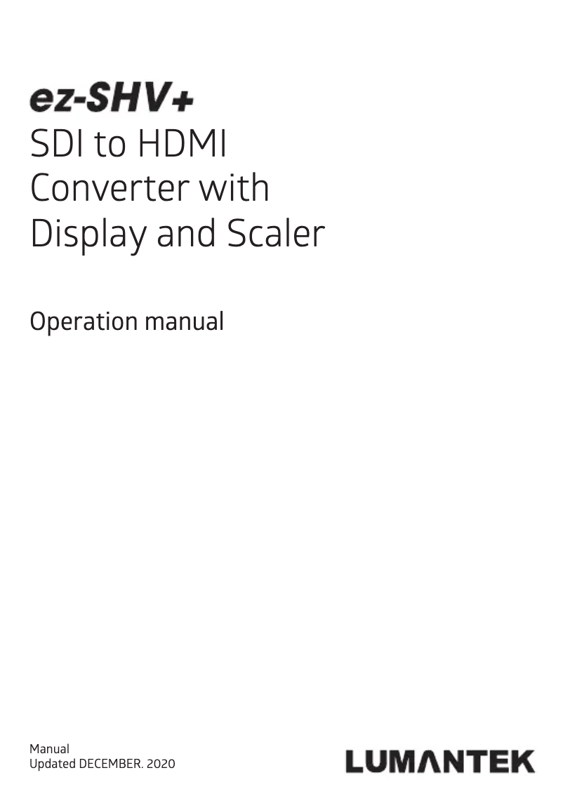Page 1 de la notice Manuel utilisateur Lumantek EZ-SHV+