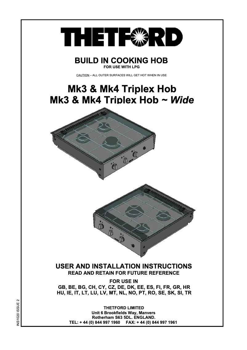 Página 1 del manual Manual de usuario Thetford Triplex SHB76