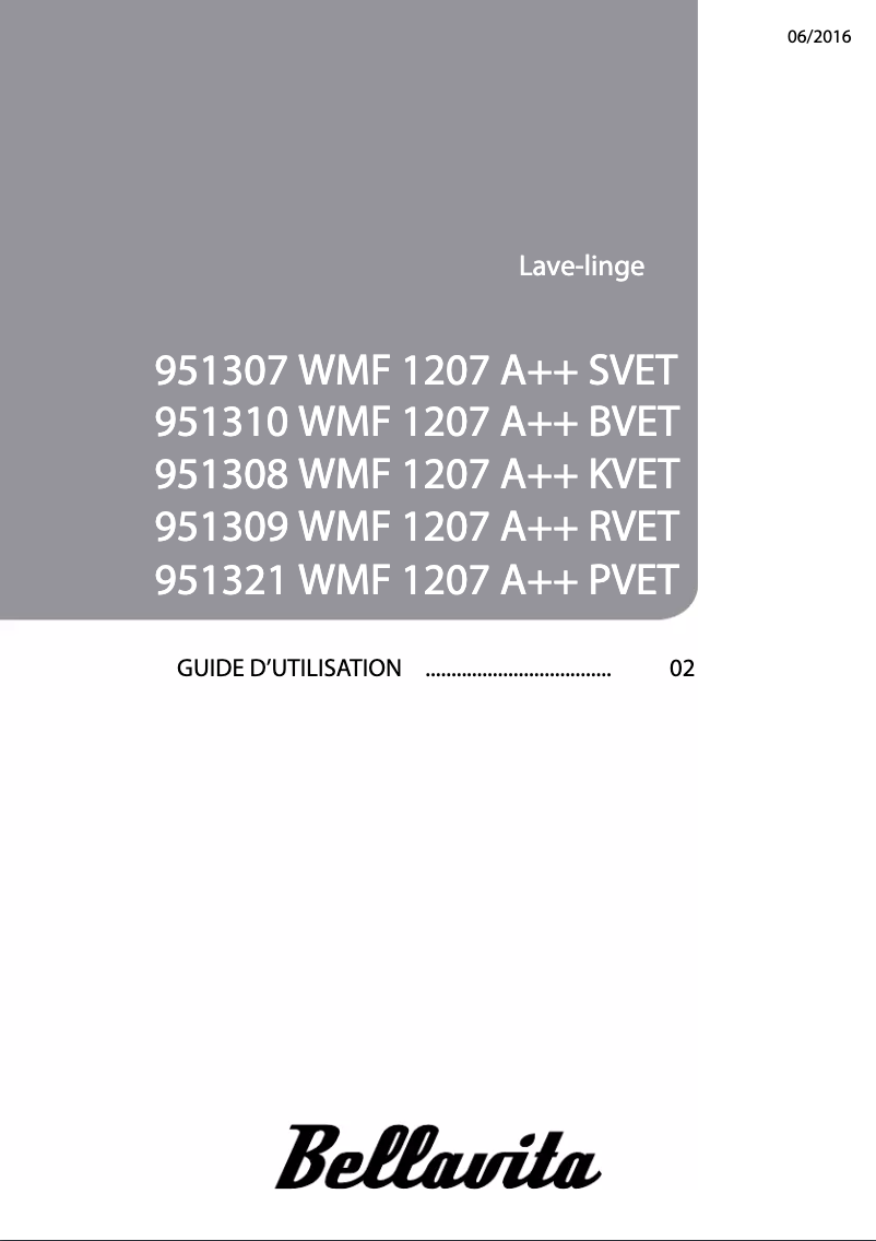 Page 1 de la notice Manuel utilisateur Bellavita WMF 1207 A++ KVET