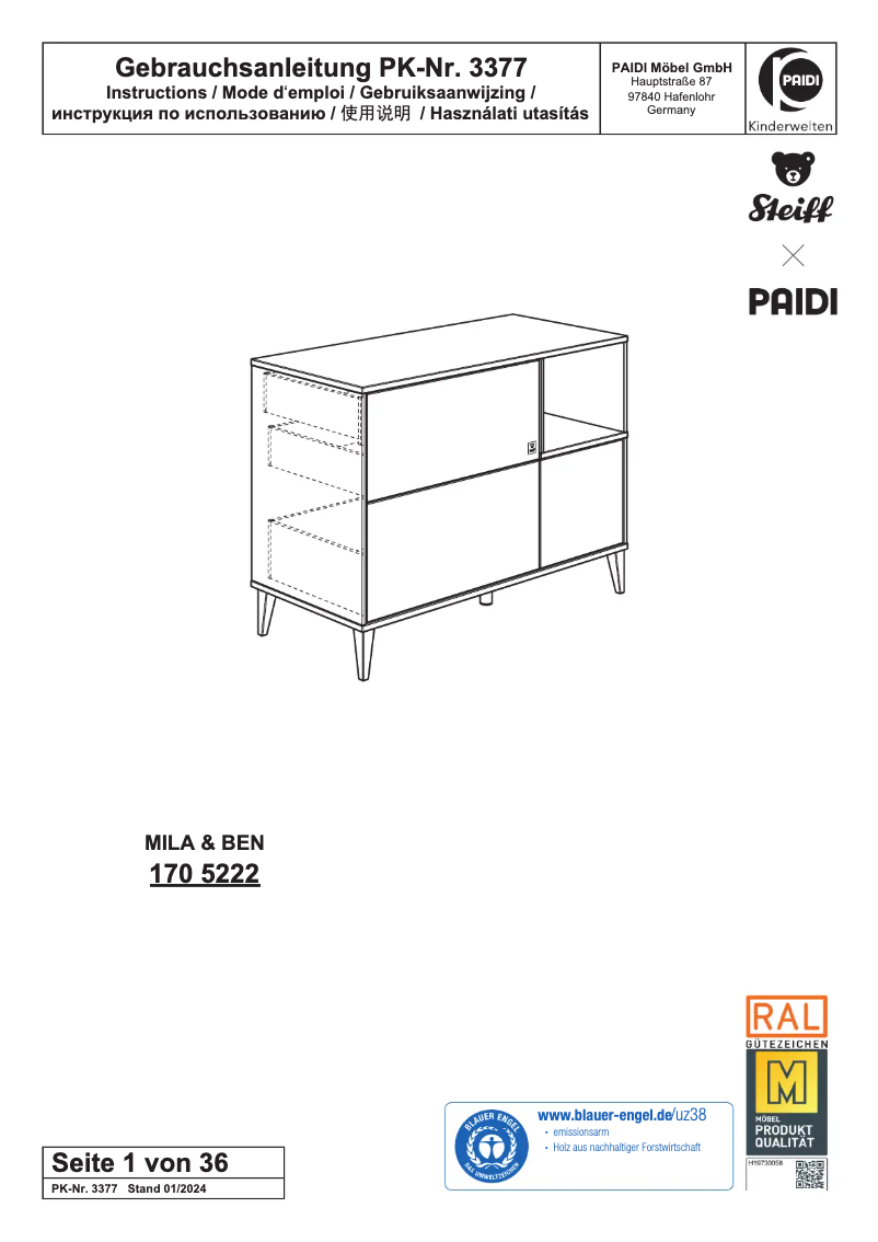 Image de la première page du manuel de l'appareil Mila & Ben