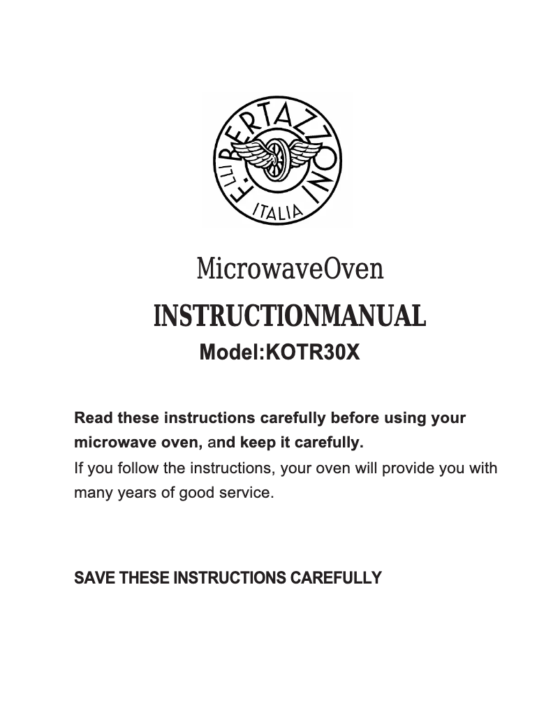 Page 1 de la notice Manuel utilisateur Bertazzoni KOTR30X