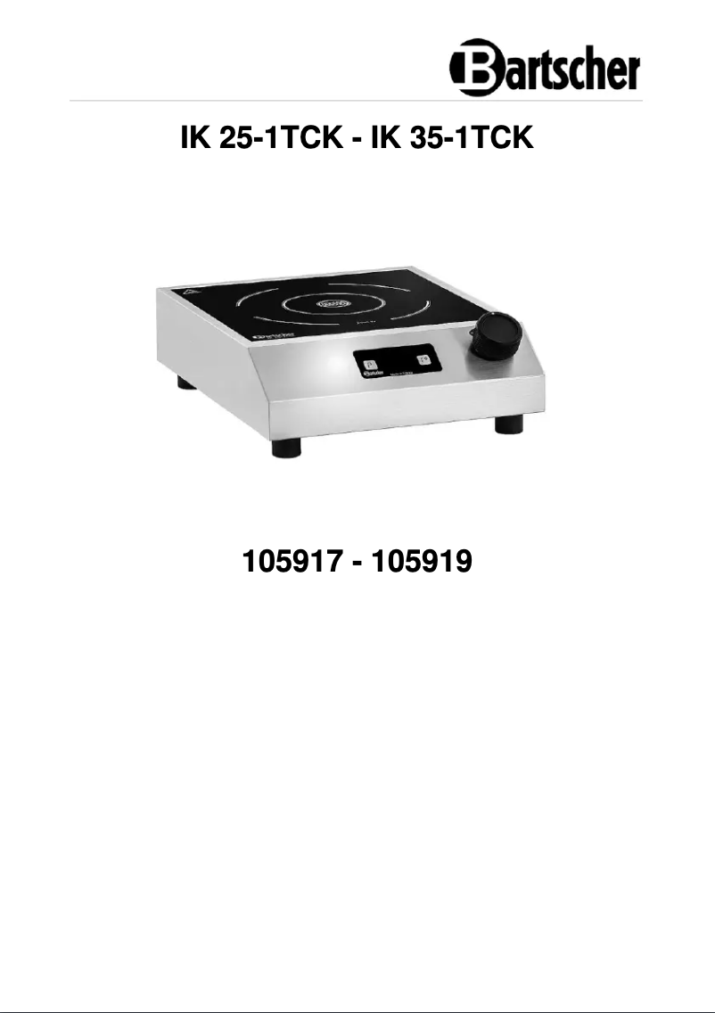 Página 1 del manual Ficha técnica Bartscher IK 25-1TCK