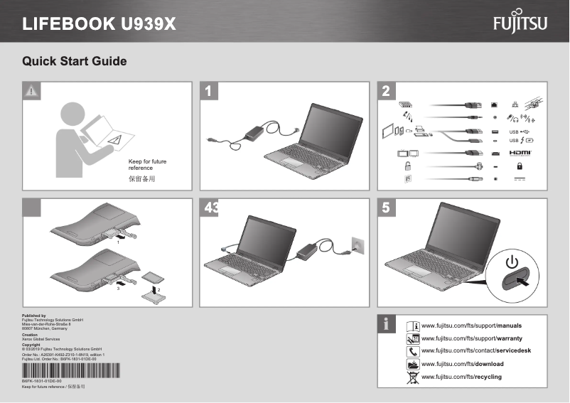 Page 1 de la notice Manuel utilisateur Fujitsu LifeBook U939X