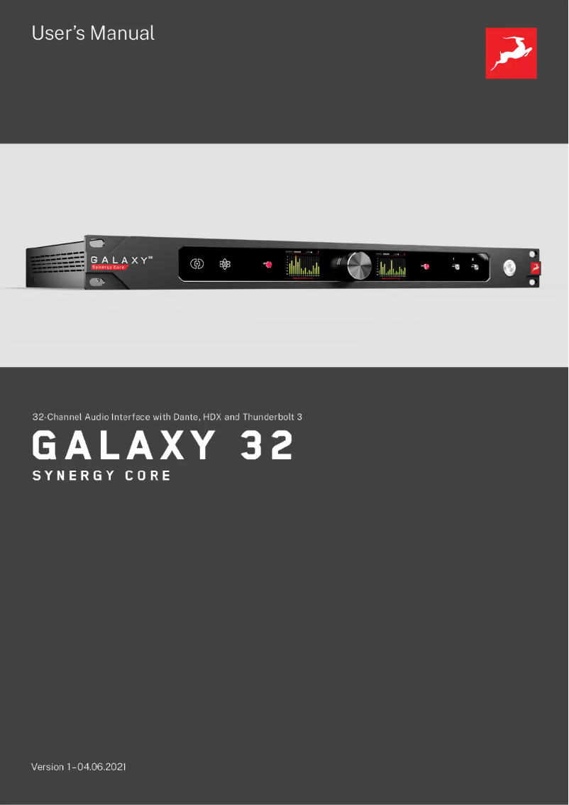 Page 1 de la notice Manuel utilisateur Antelope Galaxy 32 Synergy Core