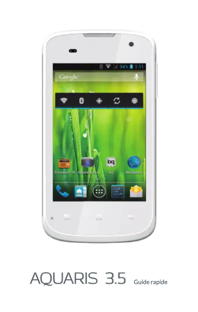 Page 1 de la notice Manuel utilisateur bq Aquaris 3.5