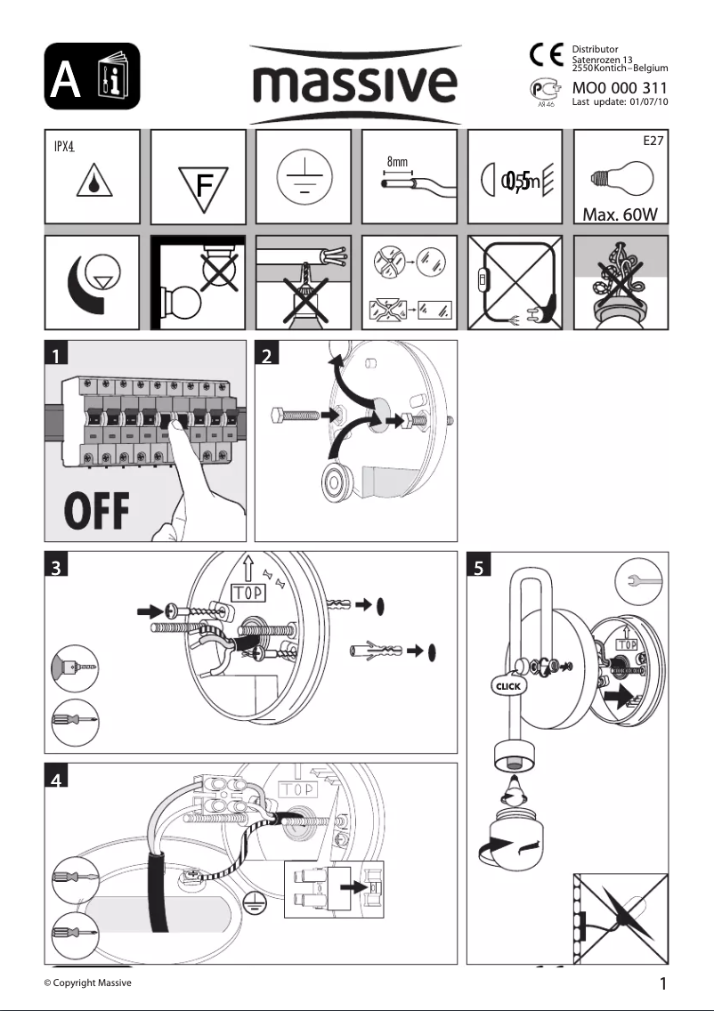 Page 1 de la notice Manuel utilisateur Massive Glasgow