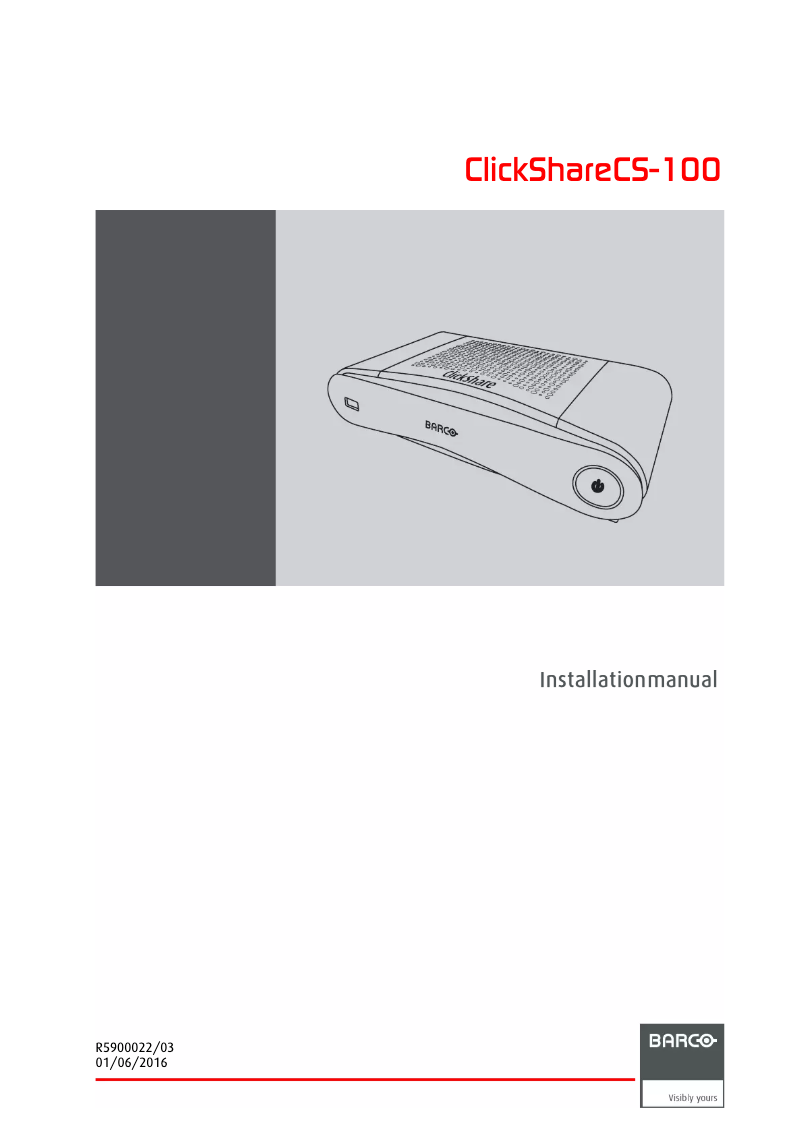 First page image of the manual for ClickShare CS-100