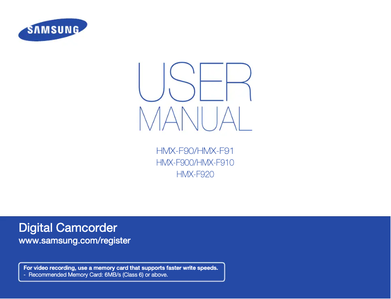 Page 1 de la notice Manuel utilisateur Samsung HMX-F910
