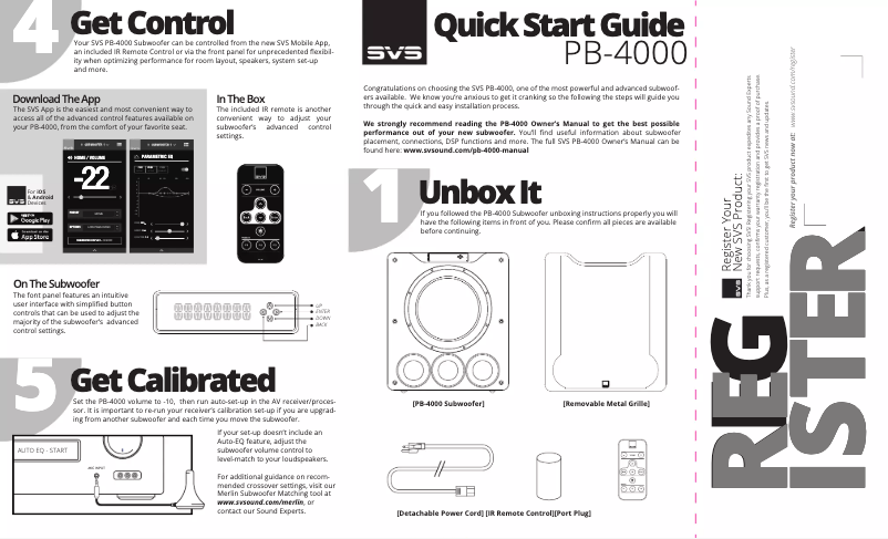 Page 1 de la notice Guide de démarrage rapide SVS PB-4000