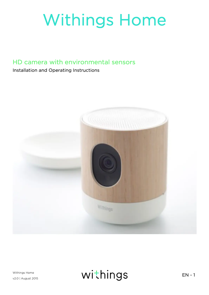 Page n°1 - Manuel utilisateur Withings Home