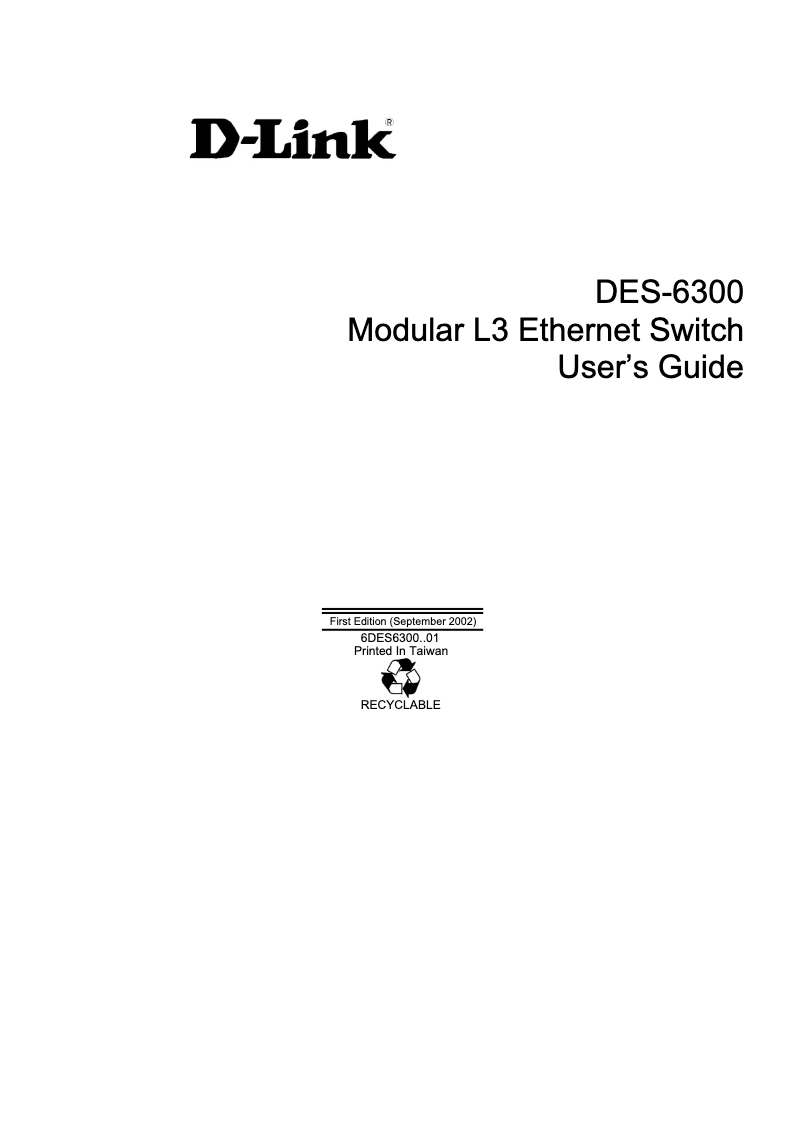 Page n°1 - Manuel utilisateur D-Link DES-6300