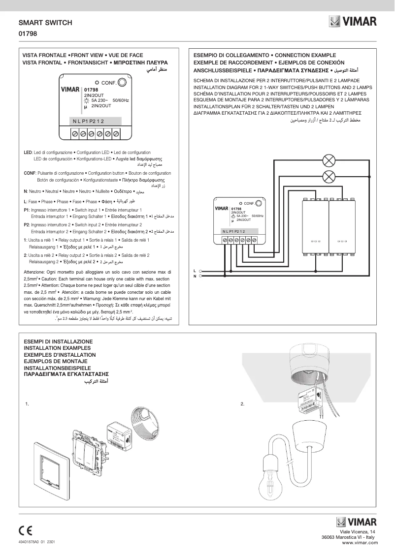 Page 1 de la notice Instructions / montage Vimar 01798